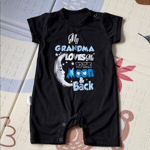 Black Baby Romper - 'My Grandma Loves Me to the Moon & Back'